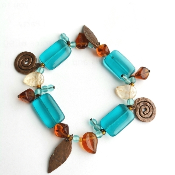LAMPWORK bead handmade bracelet stretch - Picture 1 of 2